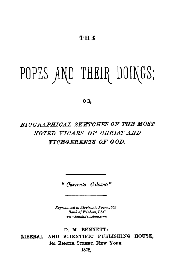 (image for) The Popes And Their Doings